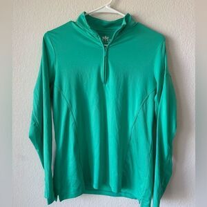 Peter Millar Womens Green 1/4 Zip Performance Pullover Sz M Logo* 50+ UPF E4